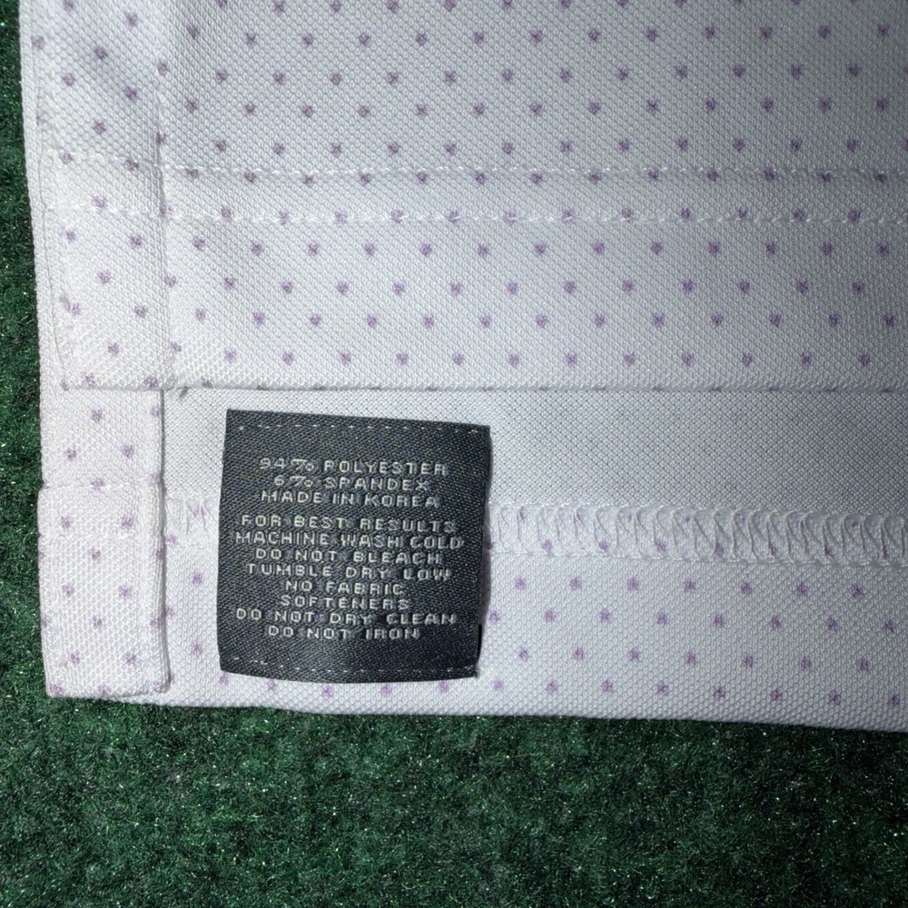Turtleson Polo Shirt Men's Size Small White Purple Dots Tree Logo - Picture 7 of 7